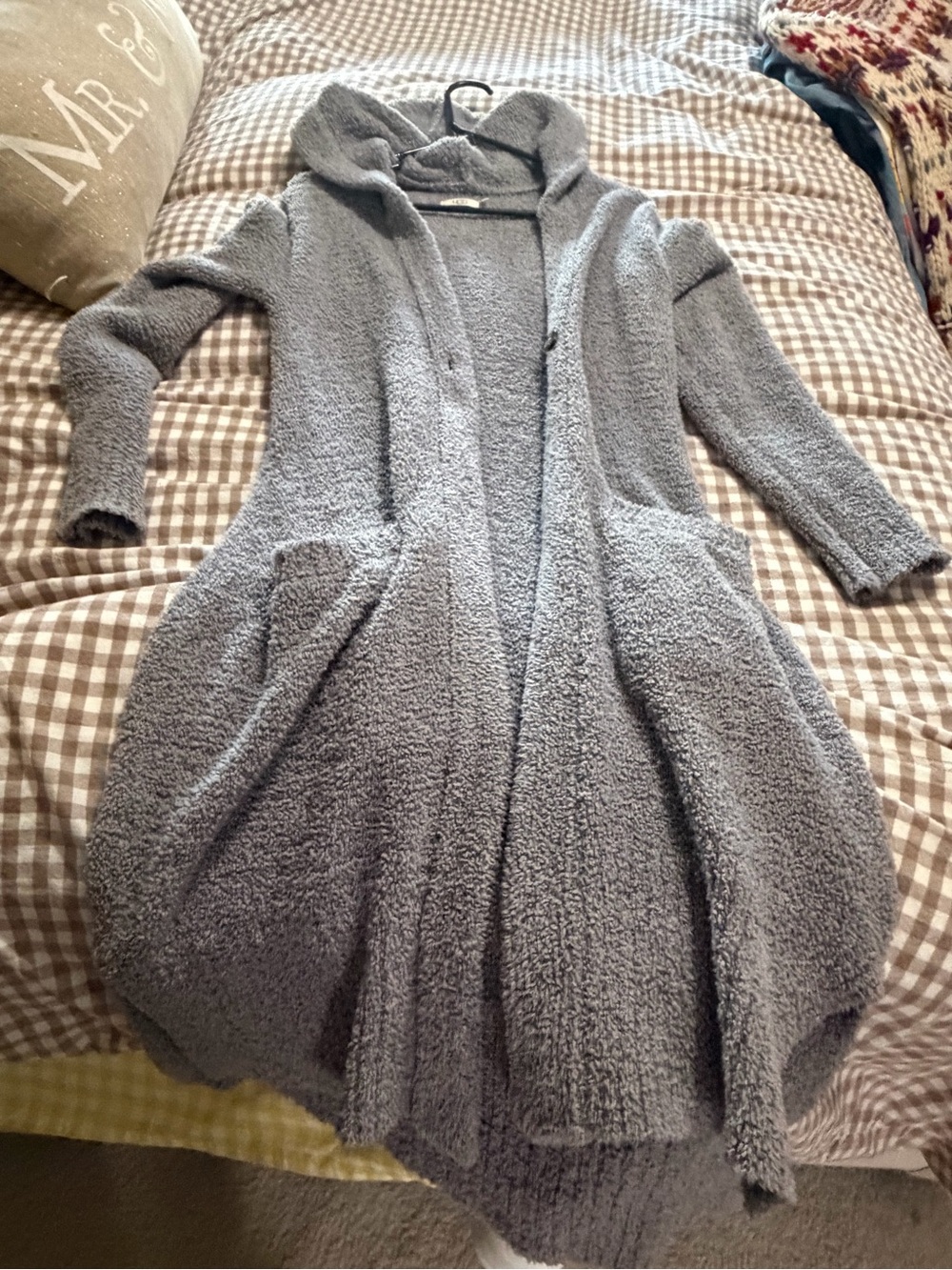 UGG Cozy Open-Front Hooded Long Cardigan Jacket - Gray